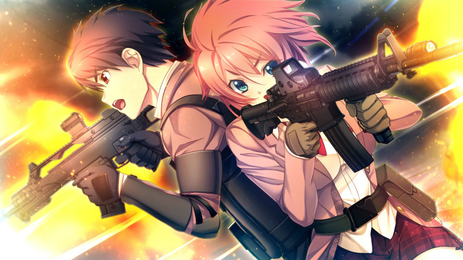 innocent, Bullet, Black, Hair, Blue, Eyes, Game, Cg, Gloves, Gun, Innocent, Bullet, Kanzaki, Sayaka, Nachi, Youji, Oosaki, Shinya, Red, Hair, Seifuku, Short, Hair, Weapon Wallpaper