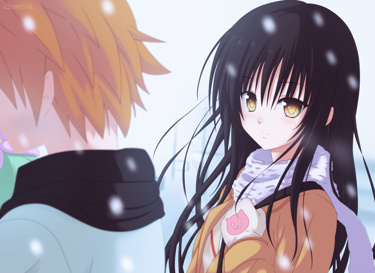 to, Love, Ru, Black, Hair, Gloves, Kotegawa, Yui, Long, Hair, Scarf