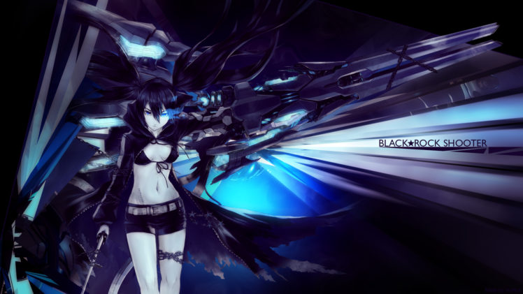 black, Hair, Black, Rock, Shooter, Blue, Eyes, Gun, Kuroi, Mato, Twintails, Weapon HD Wallpaper Desktop Background