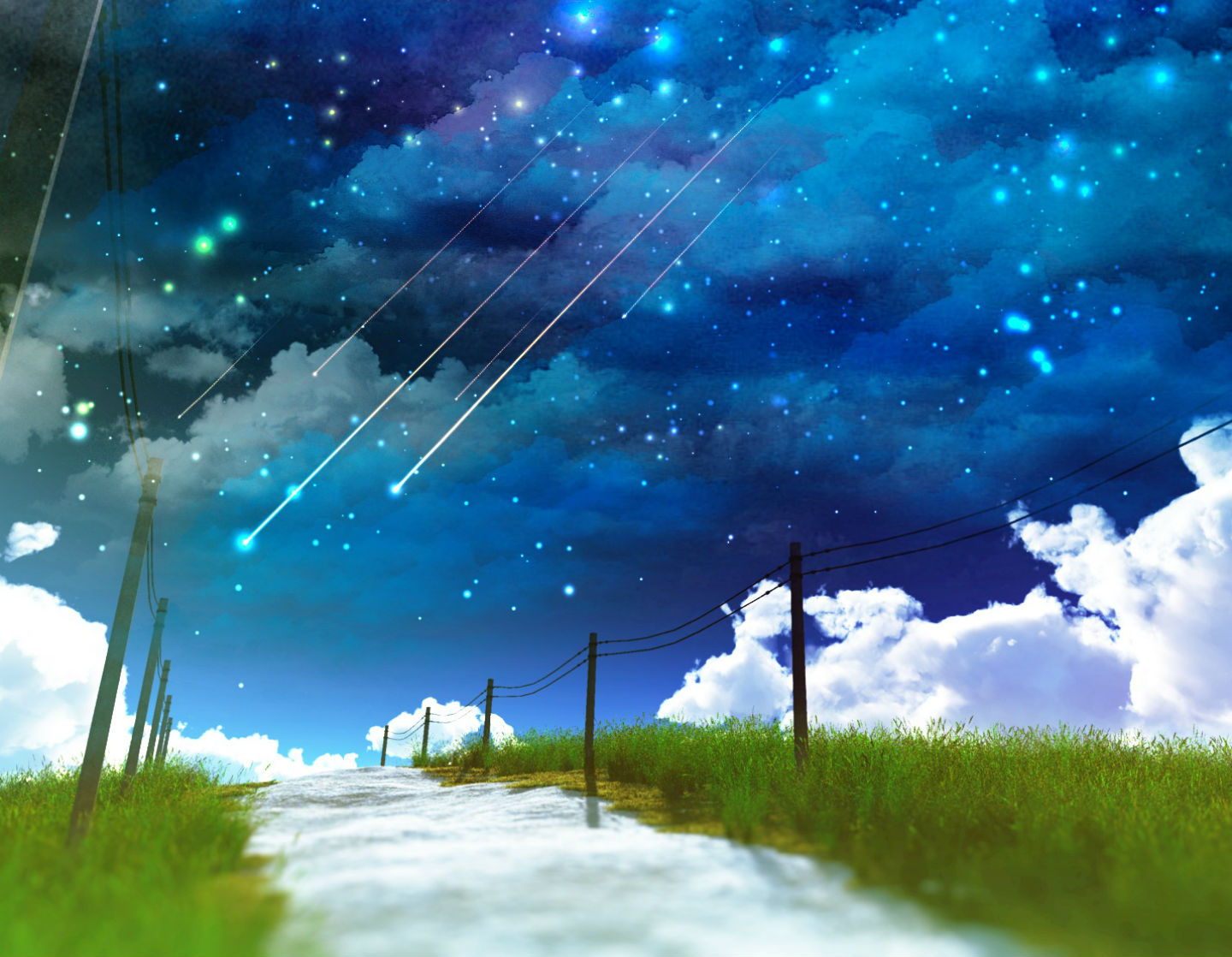 original, Clouds, Grass, Nobody, Original, Scenic, Sky, Stars, Water, Y k Wallpaper