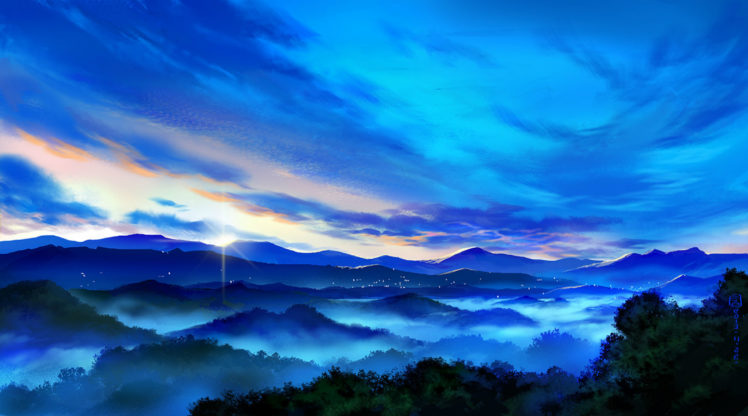 blue, Landscape, Mugon, Nobody, Original, Scenic, Signed, Sky HD Wallpaper Desktop Background