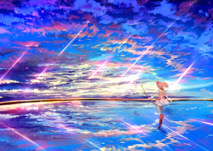 mahou, Shoujo, Madoka, Magica, Kaname, Madoka, Skyscapes HD Wallpaper Desktop Background