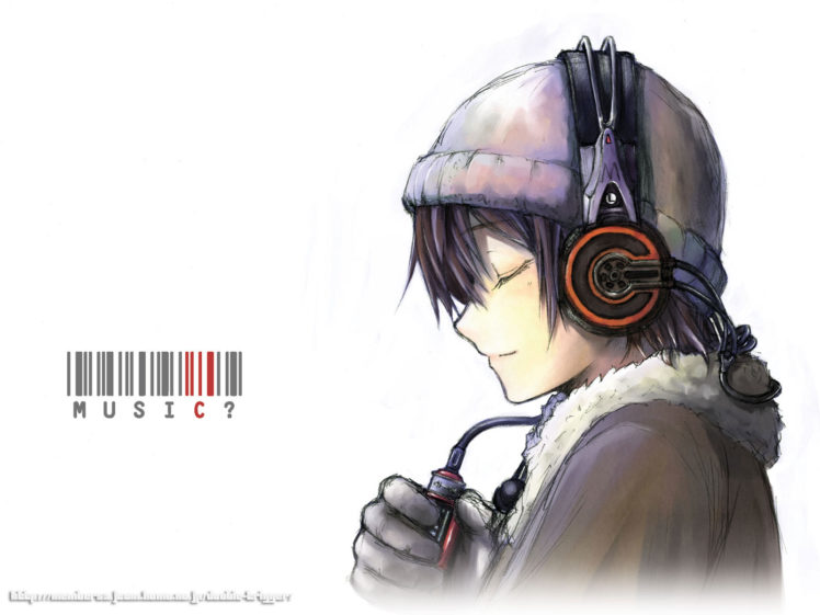 headphones, Music, Anime, Simple, Background HD Wallpaper Desktop Background