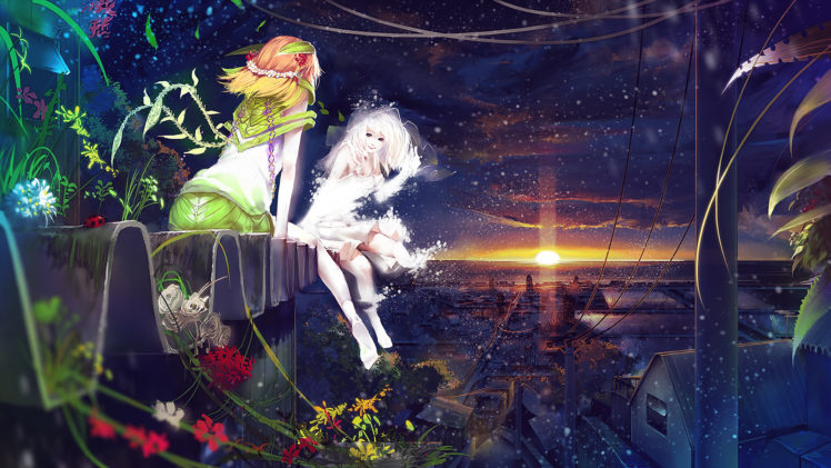 original, Fantastic, World, Sunrises, And, Sunsets, Anime, Girls HD Wallpaper Desktop Background