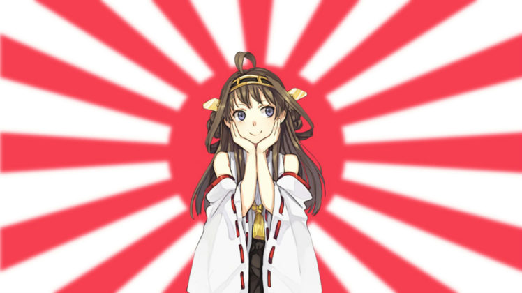 kantai, Collection, Blue, Eyes, Brown, Hair, Headband, Japanese, Clothes, Kantai, Collection, Kongou,  kancolle , Long, Hair HD Wallpaper Desktop Background