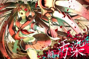 vocaloid, Hatsune, Miku, School, Uniforms, Skirts, Red, Eyes, Twintails, Bugs, Open, Mouth, Hair, Ornaments, Calne, Ca, Vocaloid, Fanmade