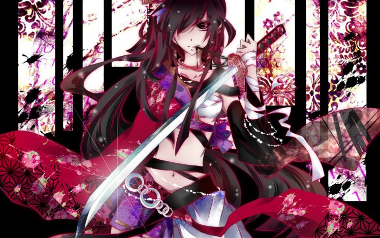 dress, Katana, Weapons, Anime, Girls HD Wallpaper Desktop Background