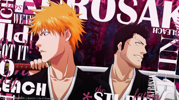bleach, Kurosaki, Ichigo, Typography, Anime, Swords, Kurosaki, Isshin HD Wallpaper Desktop Background
