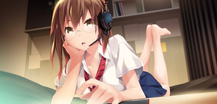 headphones, Glasses, Visual, Novels, Anime, Anime, Girls, Headsets, Brava , Tsukidate, Hinata, Akinoko HD Wallpaper Desktop Background