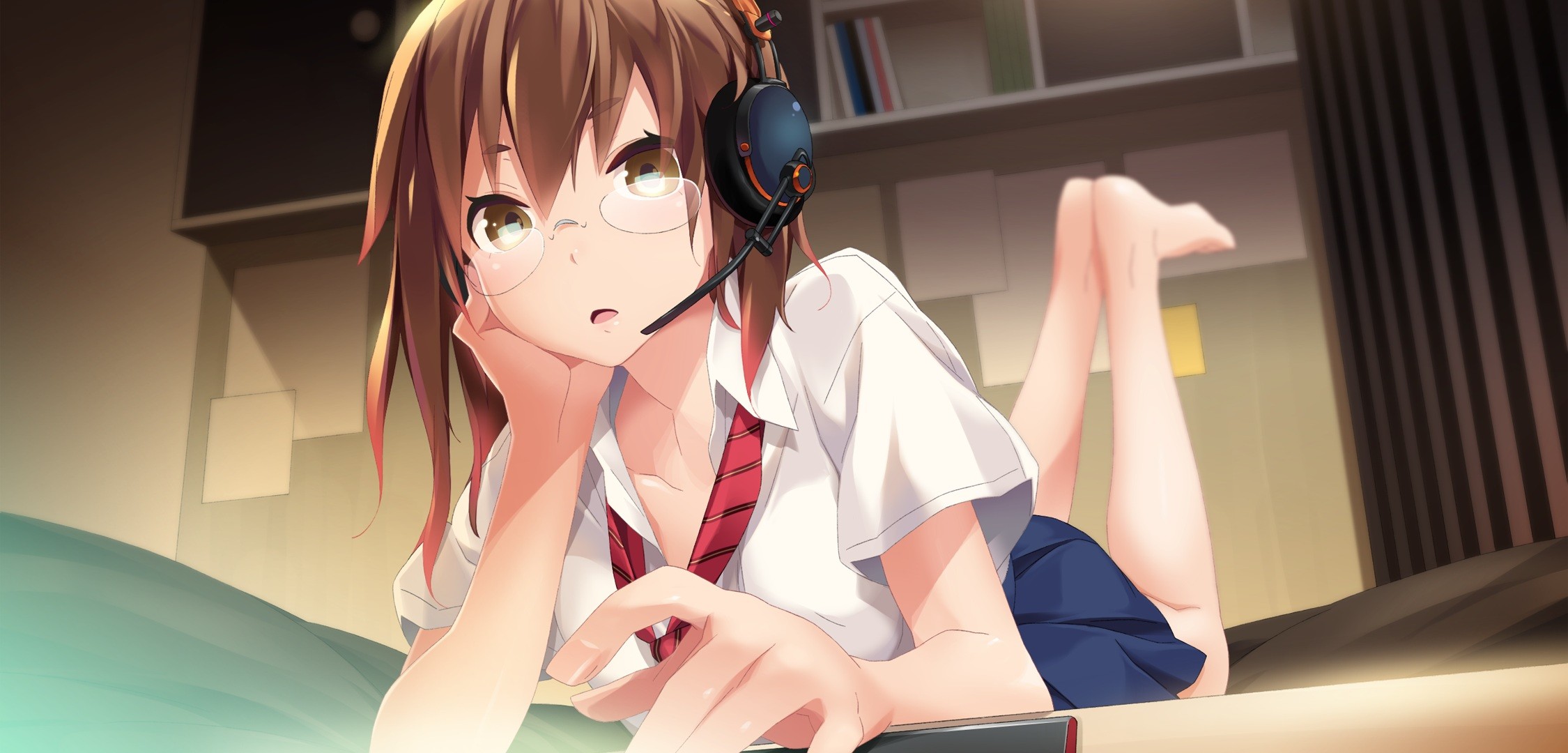 Headphones Glasses Visual Novels Anime Anime Girls Headsets Brava Tsukidate Hinata Akinoko Wallpapers Hd Desktop And Mobile Backgrounds