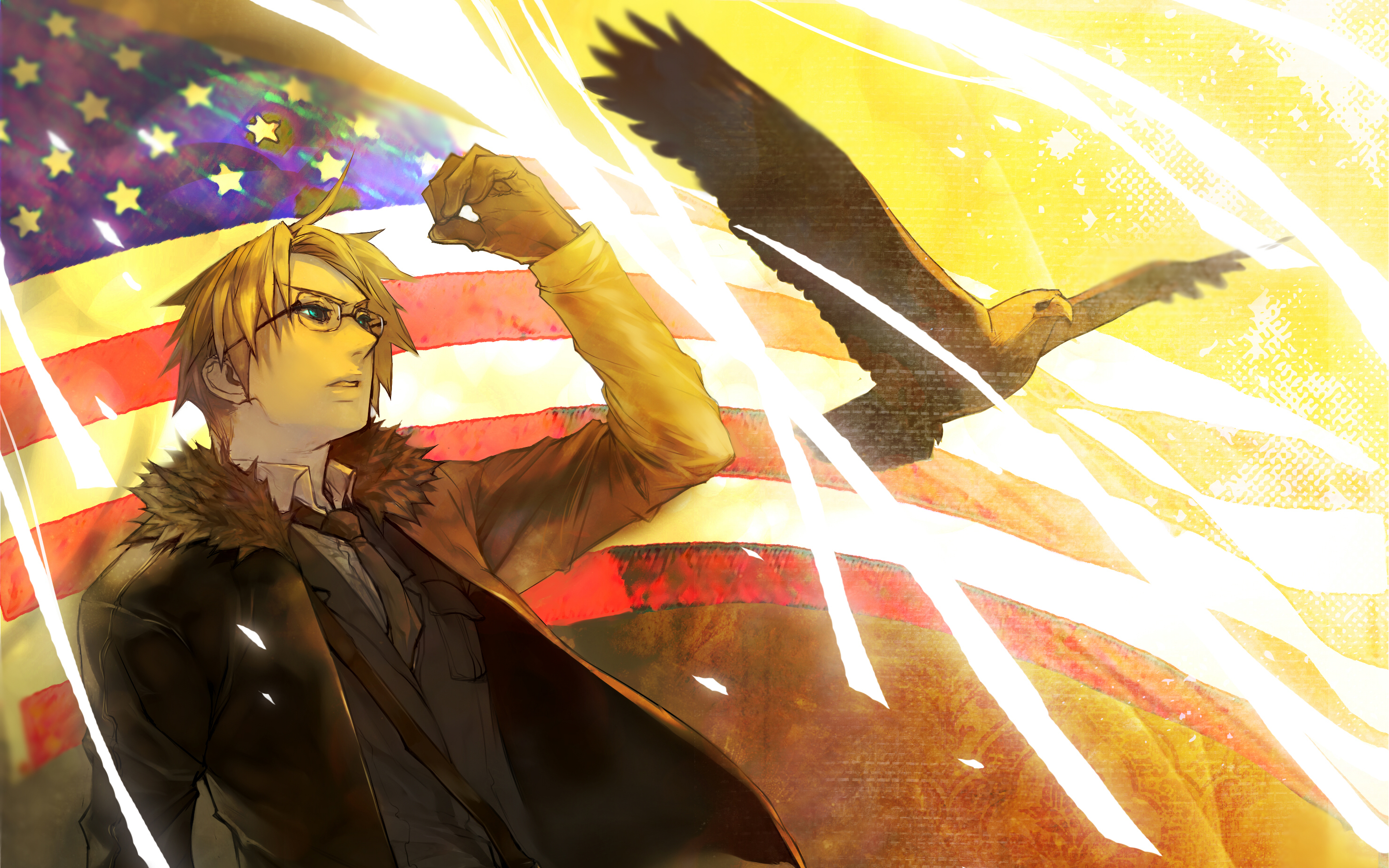 birds, Eagles, Flags, Usa, Anime, American, Flag, Axis, Powers, Hetalia Wallpaper