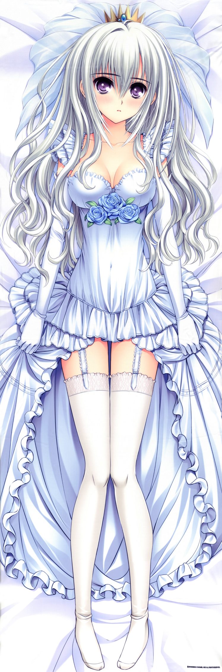 dress, Long, Hair, Short, Hair, Thigh, Highs, Anime, Wedding, Dresses, Dakimakura HD Wallpaper Desktop Background