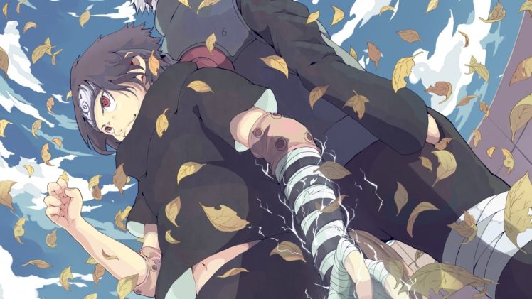 leaves, Uchiha, Sasuke, Naruto , Shippuden, Sharingan, Anime, Kakashi, Hatake HD Wallpaper Desktop Background