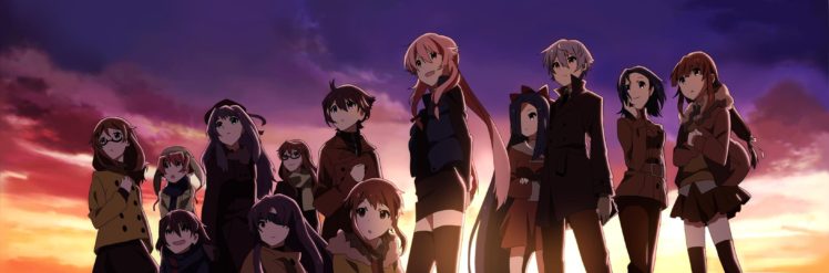 characters, Anime, Anime, Girls, Mirai, Nikki, Gasai, Yuno, Amano, Yukiteru, Uryuu, Minene HD Wallpaper Desktop Background