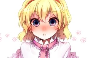 blondes, Touhou, Blue, Eyes, Short, Hair, Alice, Margatroid, Simple, Background, Anime, Girls, Faces