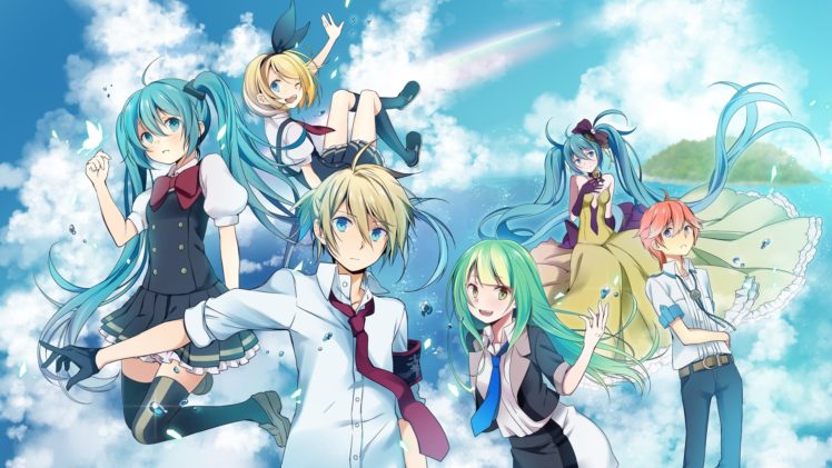 vocaloid, Hatsune, Miku, Kagamine, Len, Kagamine, Rin, Vocaloid, Wogura HD Wallpaper Desktop Background