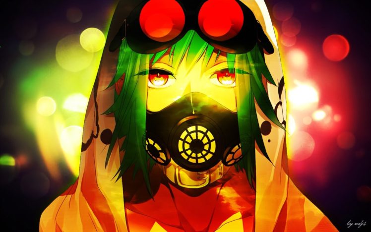 vocaloid gumi green gasmask goggles hood HD Wallpaper Desktop Background