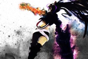 boots, Black, Rock, Shooter, Back, Fire, Long, Hair, Belts, Weapons, Armor, Twintails, Shorts, Anime, Girls, Insane, Black, Rock, Shooter, Swords, Hair, Ornaments, Black, Hair