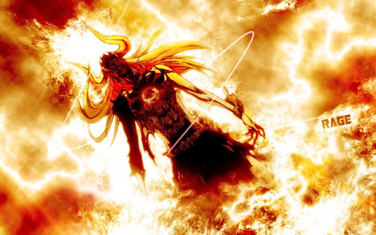 flames, Bleach, Kurosaki, Ichigo, Rage, Vastolorde HD Wallpaper Desktop Background