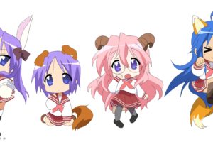 animals, Lucky, Star, Hiiragi, Kagami, Hiiragi, Tsukasa, Takara, Miyuki, Izumi, Konata