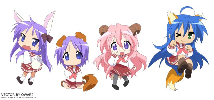 animals, Lucky, Star, Hiiragi, Kagami, Hiiragi, Tsukasa, Takara, Miyuki, Izumi, Konata HD Wallpaper Desktop Background