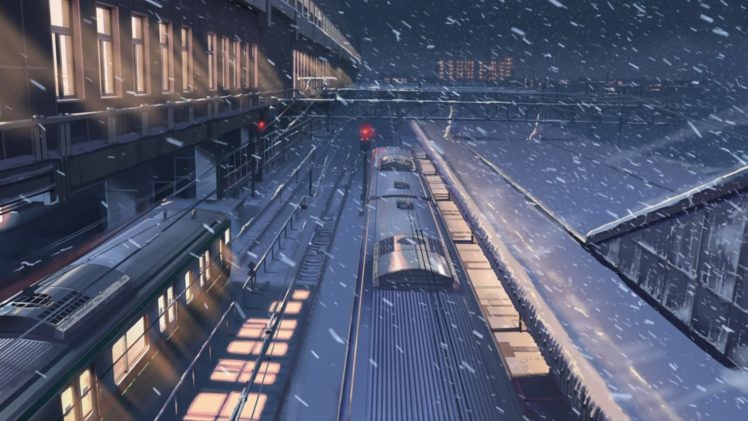 snow, Makoto, Shinkai, Train, Stations, 5, Centimeters, Per, Second, Snowing HD Wallpaper Desktop Background