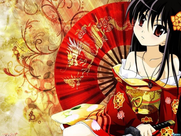women, Shakugan, No, Shana, Samurai, Shana, Geisha, Japanese, Clothes, Anime, Girls HD Wallpaper Desktop Background