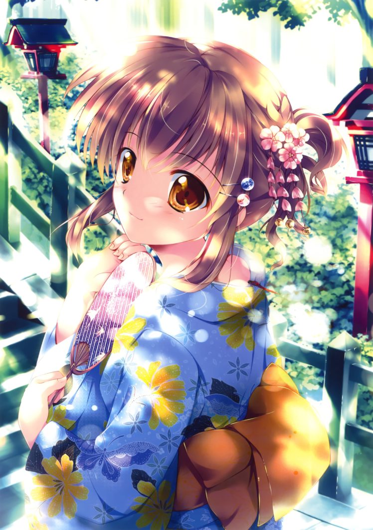 kimono, Yukata, Anime, Girls, Mikeou, Scans, Original, Characters HD Wallpaper Desktop Background