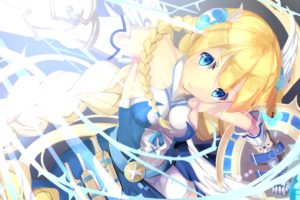 puzzle, And, Dragons, Blonde, Hair, Blue, Eyes, Braids, Long, Hair, Puzzle, And, Dragons, Shizuka,  deatennsi , Valkyrie,  pandd , Weapon