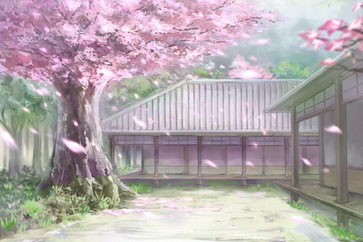 touhou, Cherry, Blossoms, C, Z, , Nobody, Petals, Scenic, Touhou, Tree HD Wallpaper Desktop Background