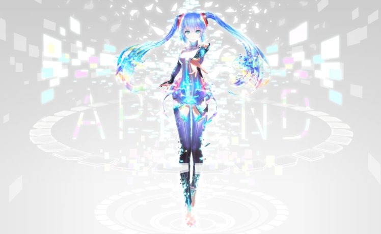 vocaloid, Blue, Eyes, Blue, Hair, Hatsune, Miku, Iori, Miku, Append, Twintails, Vocaloid HD Wallpaper Desktop Background