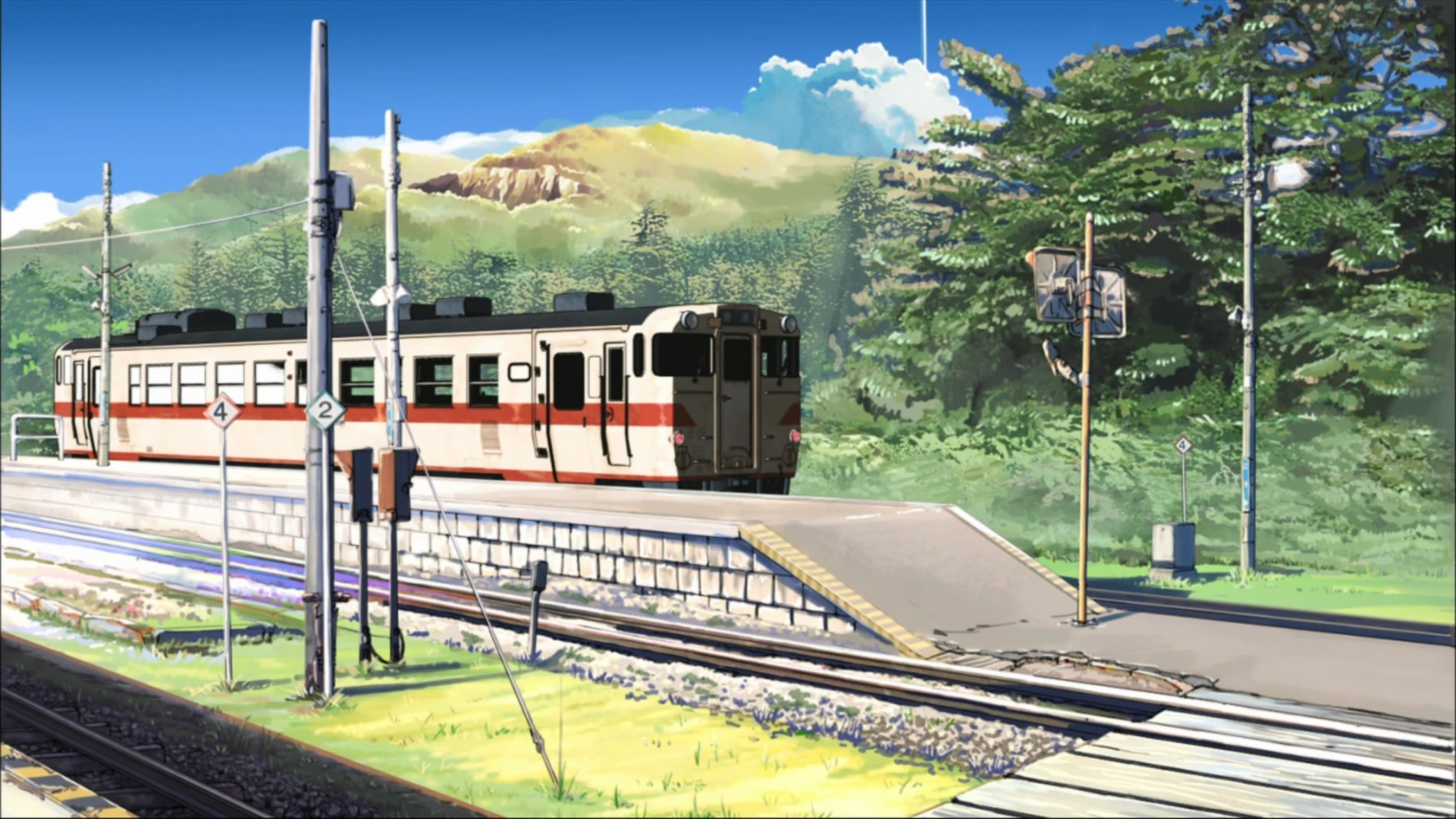 trains, Makoto, Shinkai, Anime, Beyond, The, Clouds, Railroads Wallpaper