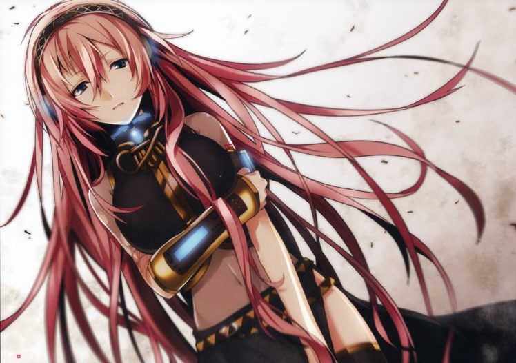 headphones, Vocaloid, Megurine, Luka, Long, Hair, Detached, Sleeves HD Wallpaper Desktop Background