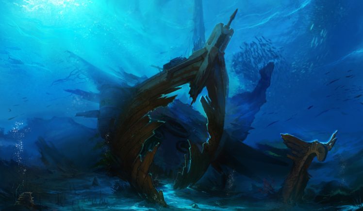 pixiv, Id, 454919, Original, Underwater, Ocean, Sea, Fantasy HD Wallpaper Desktop Background