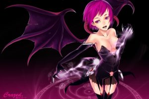 supernatural, Beings, Demon, Magic, Crazed, Wings, Anime, Girls, Fantasy, Dark, Sexy, Babe, Breast, Cleavage, Gothic, Loli, Goth