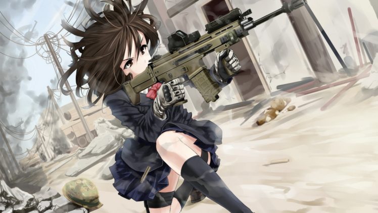 guns, Stockings, Call, Of, Duty, Eotech, Anime, Anime, Girls, Acr HD Wallpaper Desktop Background