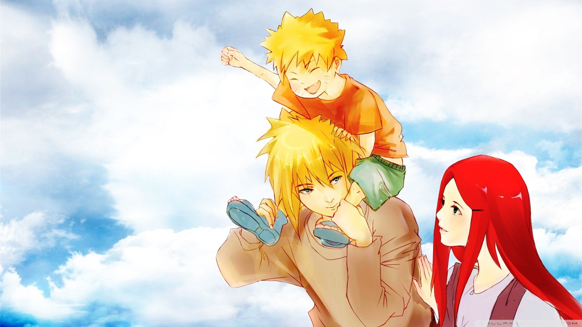clouds, Family, Naruto , Shippuden, Minato, Namikaze, Uzumaki, Kushina, Children Wallpaper