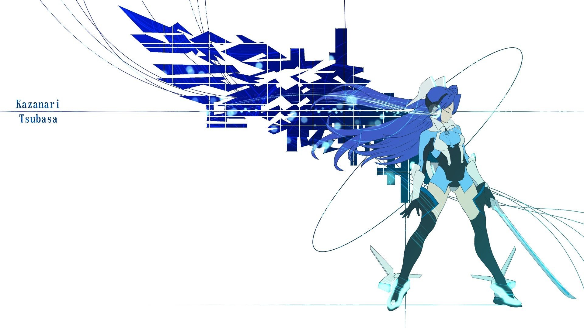 wings, Long, Hair, Blue, Hair, Armor, Senki, Zesshou, Symphogear, Kazanari, Tsubasa Wallpaper