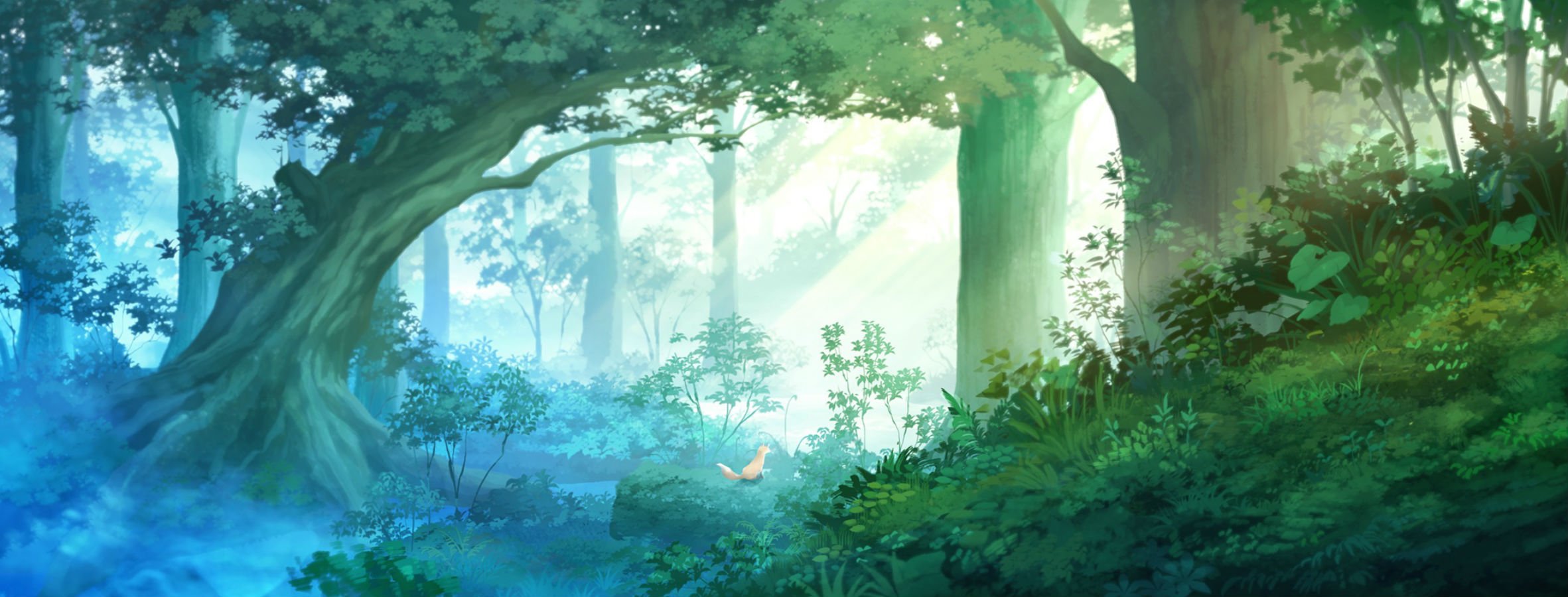 animal, Forest, Fox, Grass, Juuyonkou, Original, Scenic, Tree Wallpaper