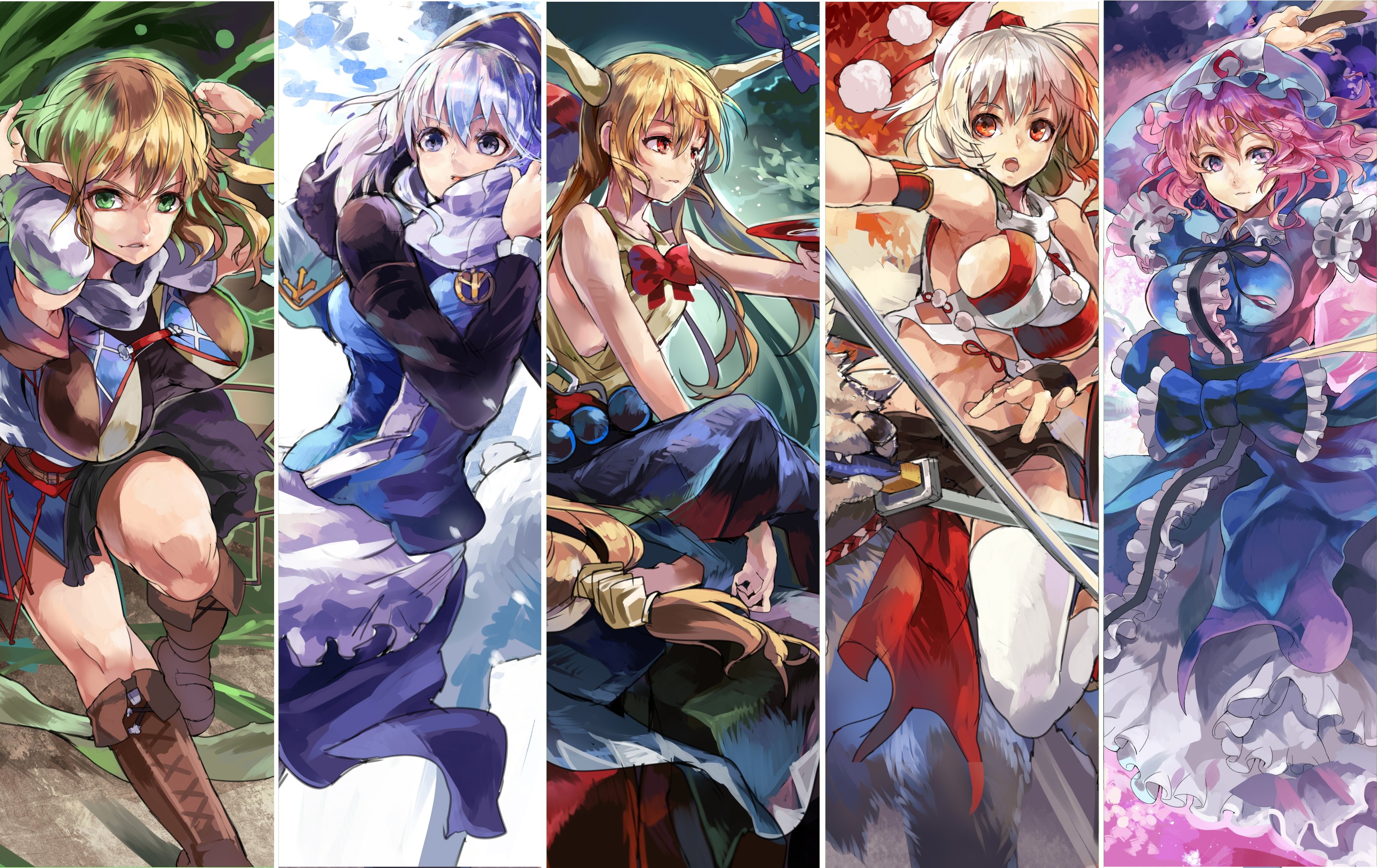 Animal Ears Blonde Hair Blue Eyes Blue Hair Breasts