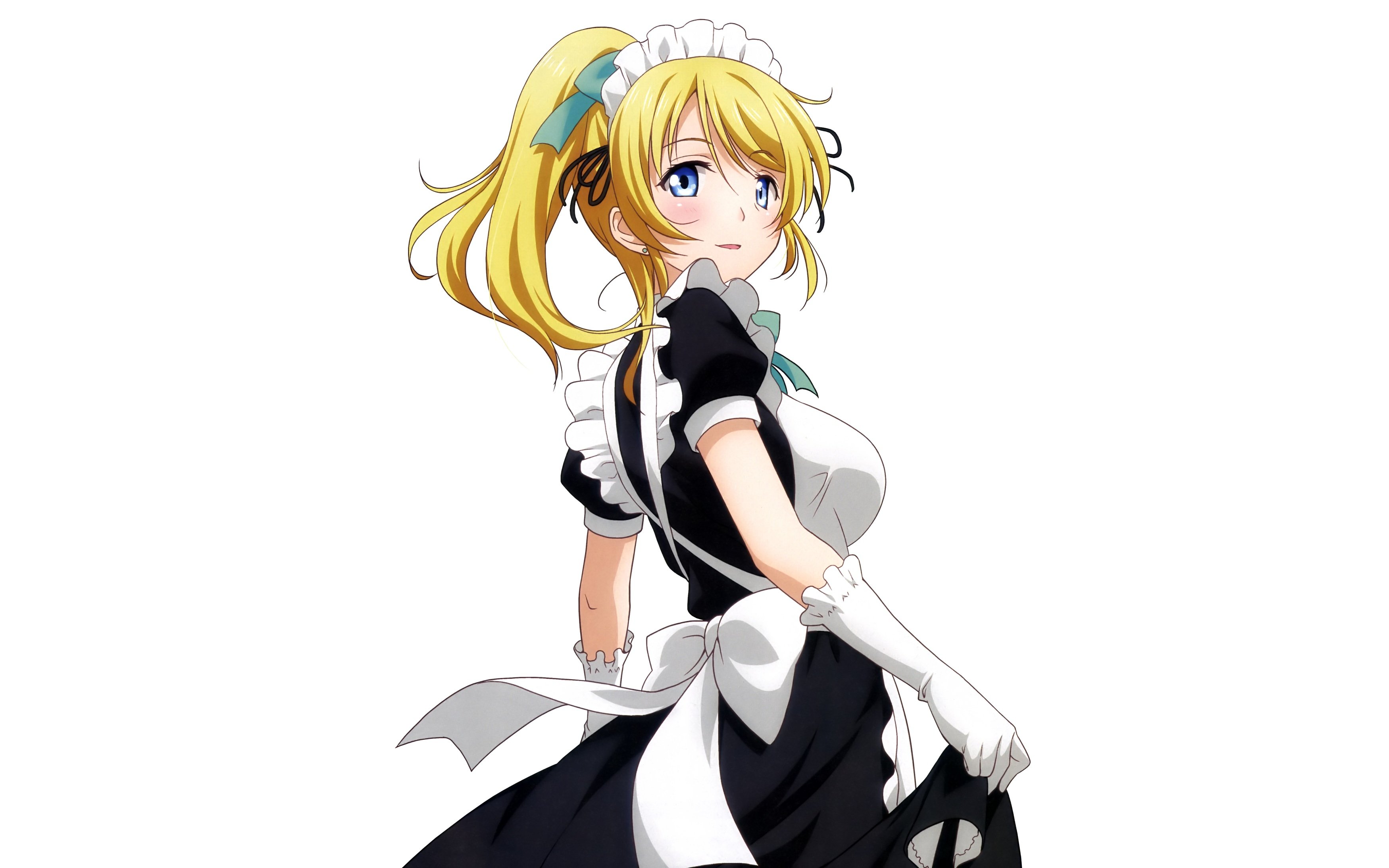 ayase, Eri, Love, Live , School, Idol, Project, Maid, Photoshop, White Wallpaper
