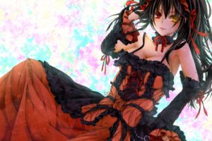 bicolored, Eyes, Black, Hair, Breasts, Choker, Cleavage, Date, A, Live, Dress, Headdress, Icf32030, Lolita, Fashion, Long, Hair, Ribbons, Signed, Twintails