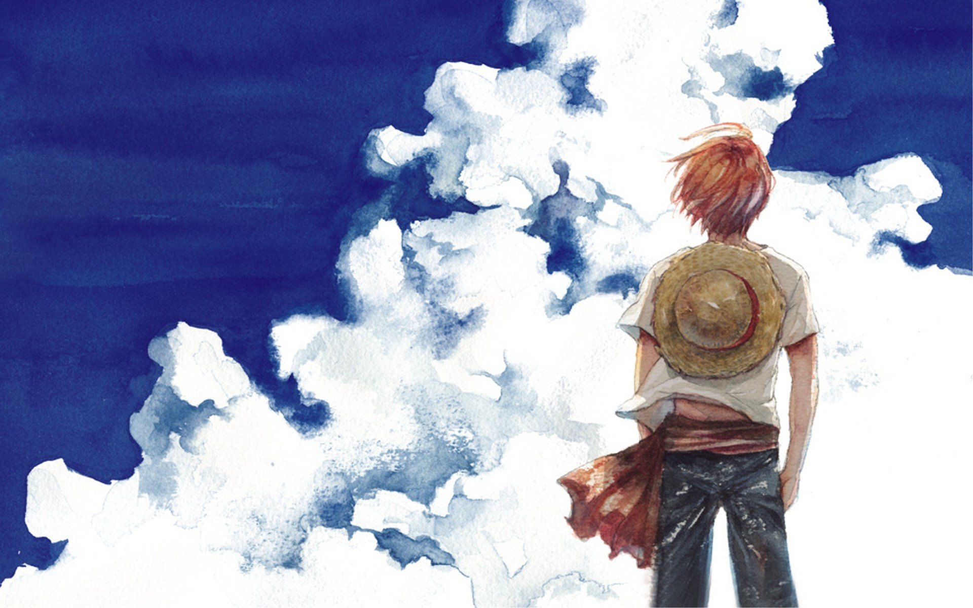 clouds, One, Piece,  anime , Shanks Wallpaper