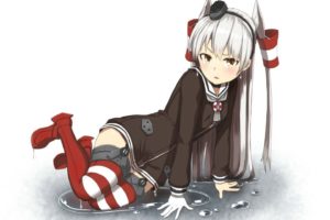 amatsukaze,  kancolle , Boots, Brown, Eyes, Gray, Hair, Kantai, Collection, Nosuku, Thighhighs, Twintails