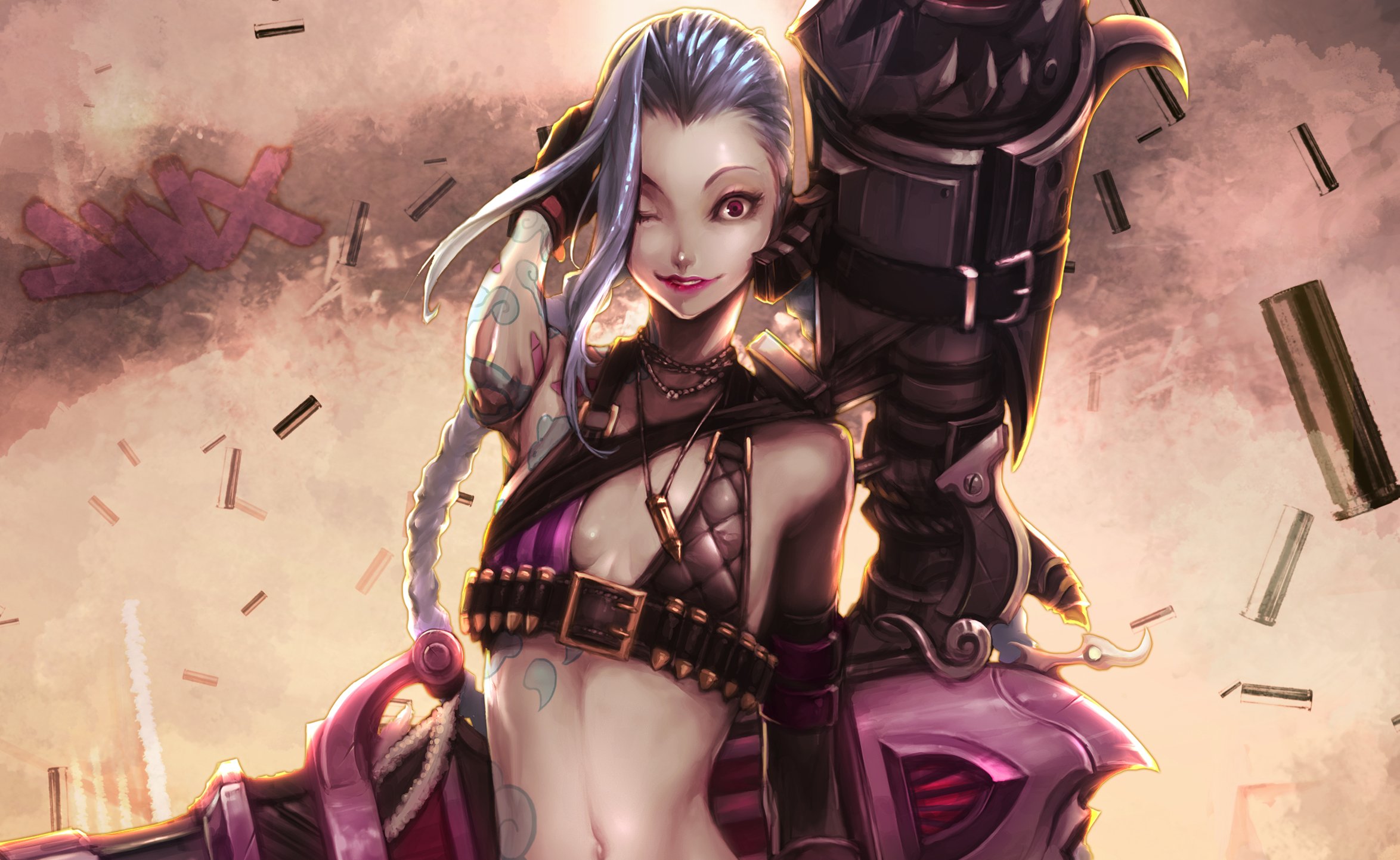 blue, Hair, Jinx,  league, Of, Legends , League, Of, Legends, Pink, Eyes Wallpaper