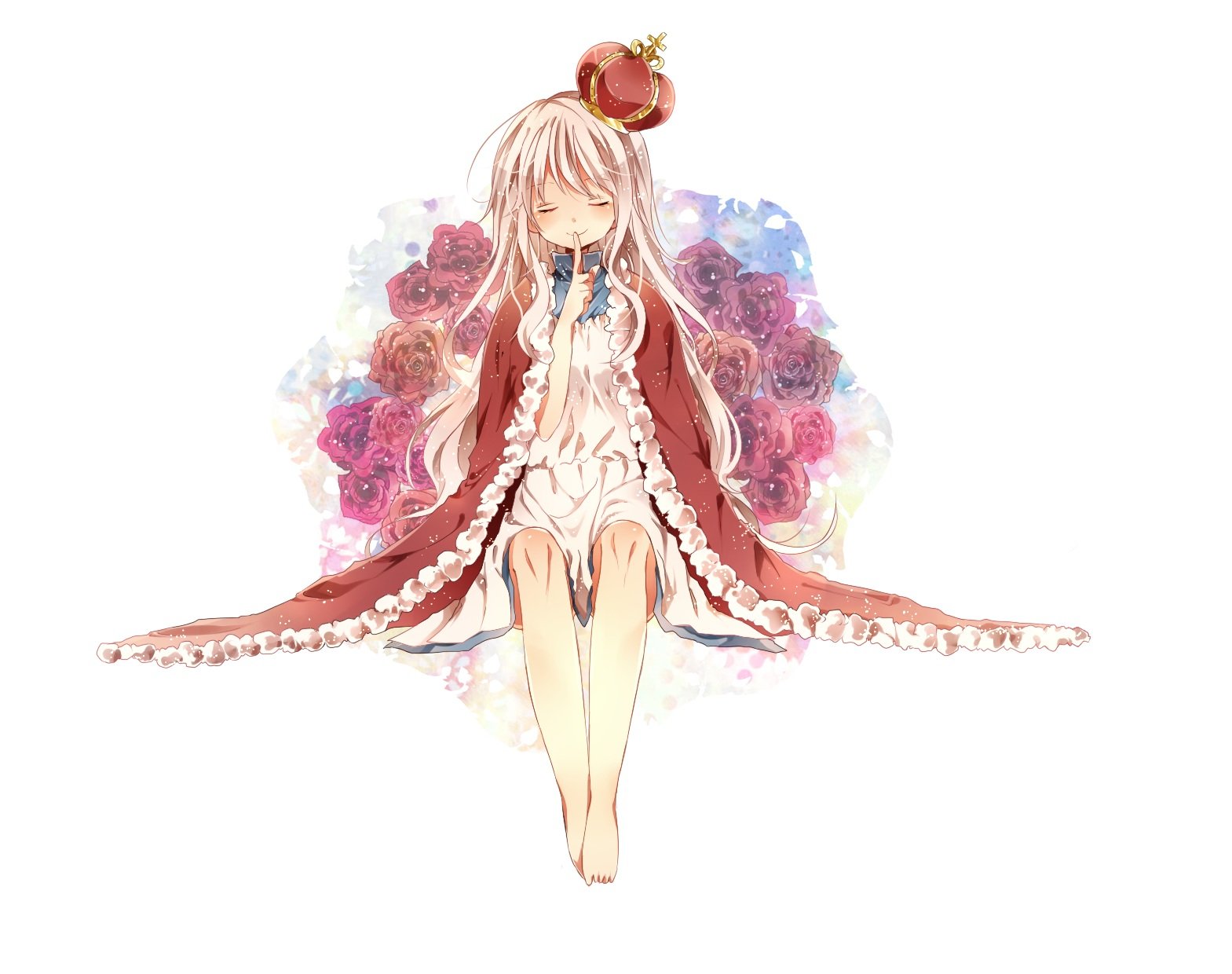 crown, Flowers, Kagerou, Project, Kozakura, Mary, Naoton, Rose, White Wallpaper