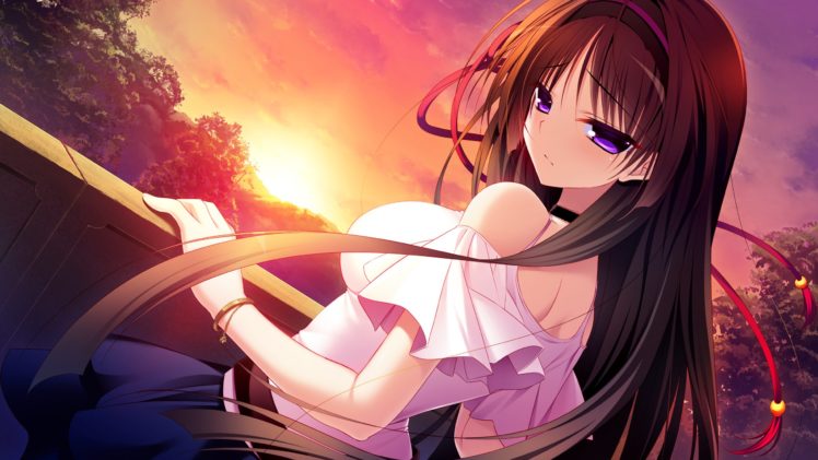 sunrises, And, Sunsets, Pure, Girl, Kuchifusa, Yogiri, Glance, Hair, Anime, Girls HD Wallpaper Desktop Background