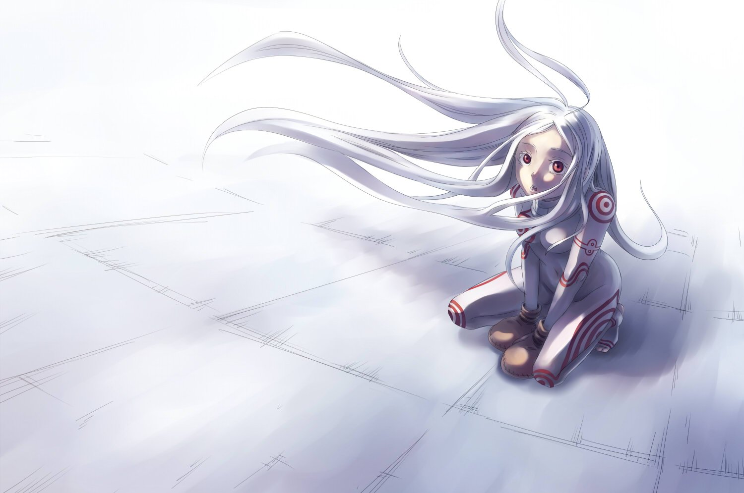 deadman, Wonderland, Long, Hair, Red, Eyes, Shiro,  deadman, Wonderland , White, Hair Wallpaper