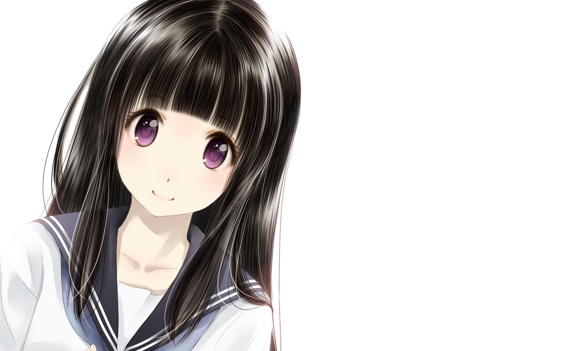 hyouka, Glance, Schoolgirls, Brunette, Girl, Anime, Girls, Original Wallpaper