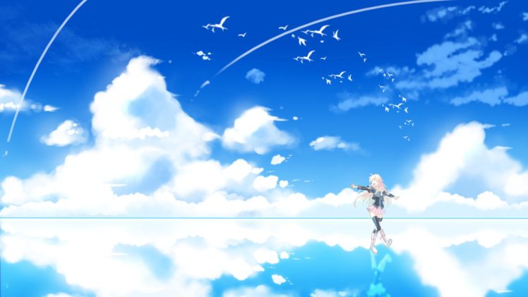 ame, No, Uta, Animal, Bird, Clouds, Ia, Scenic, Sky, Vocaloid HD Wallpaper Desktop Background